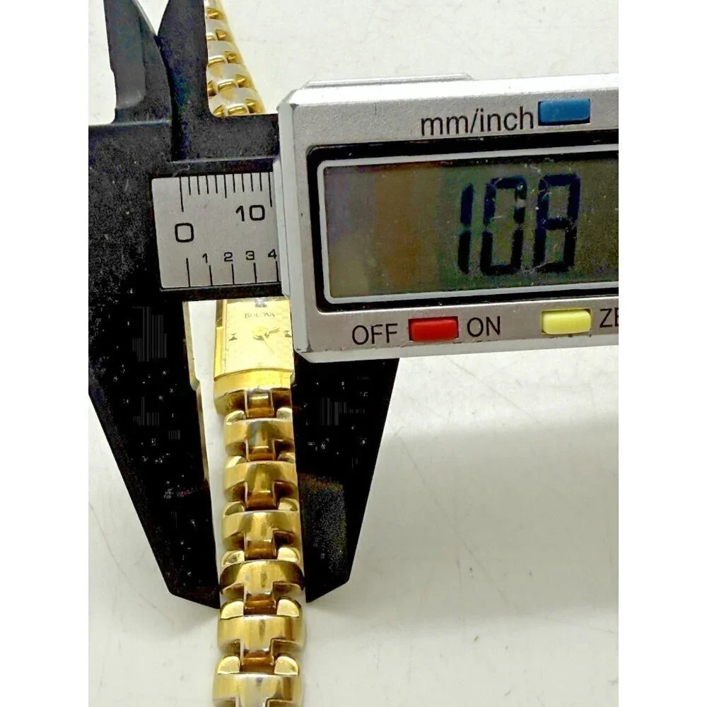 Bulova Quartz A1 Women's Watch Gold Tone Face Case Bracelet Rectangle 97S60